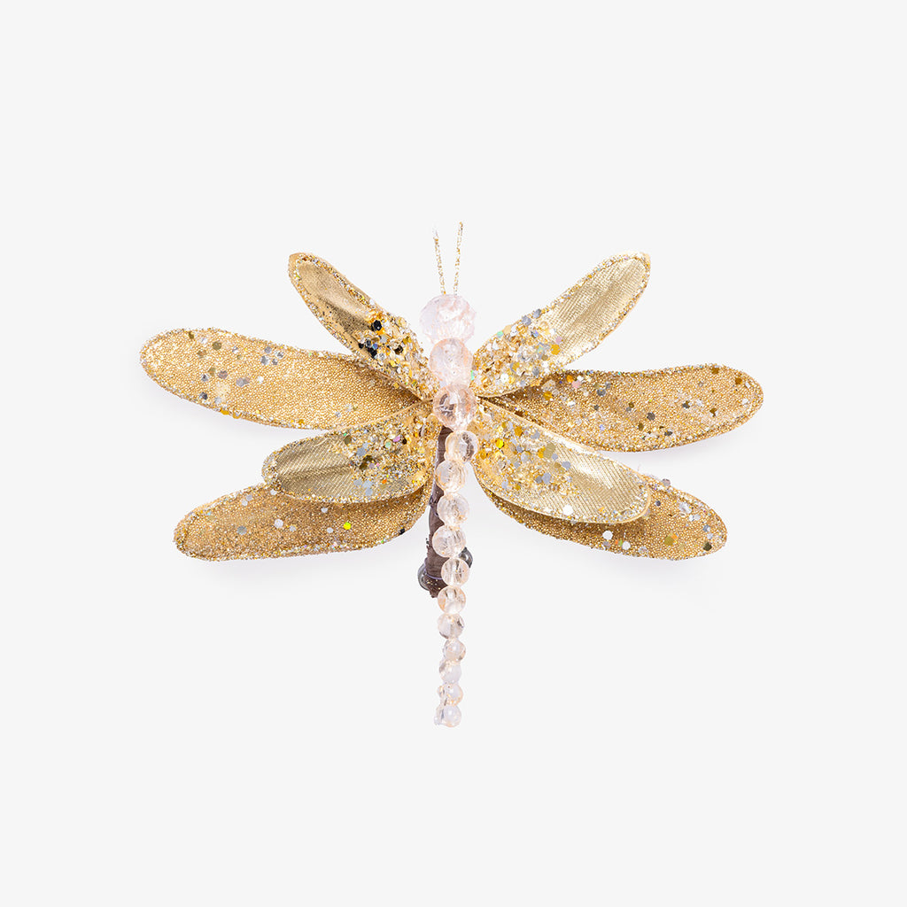 Dragonfly Gold Clip On Ornament