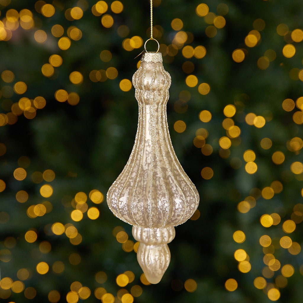 Drop Glass Bauble Set Of 4 (Gold) Styled