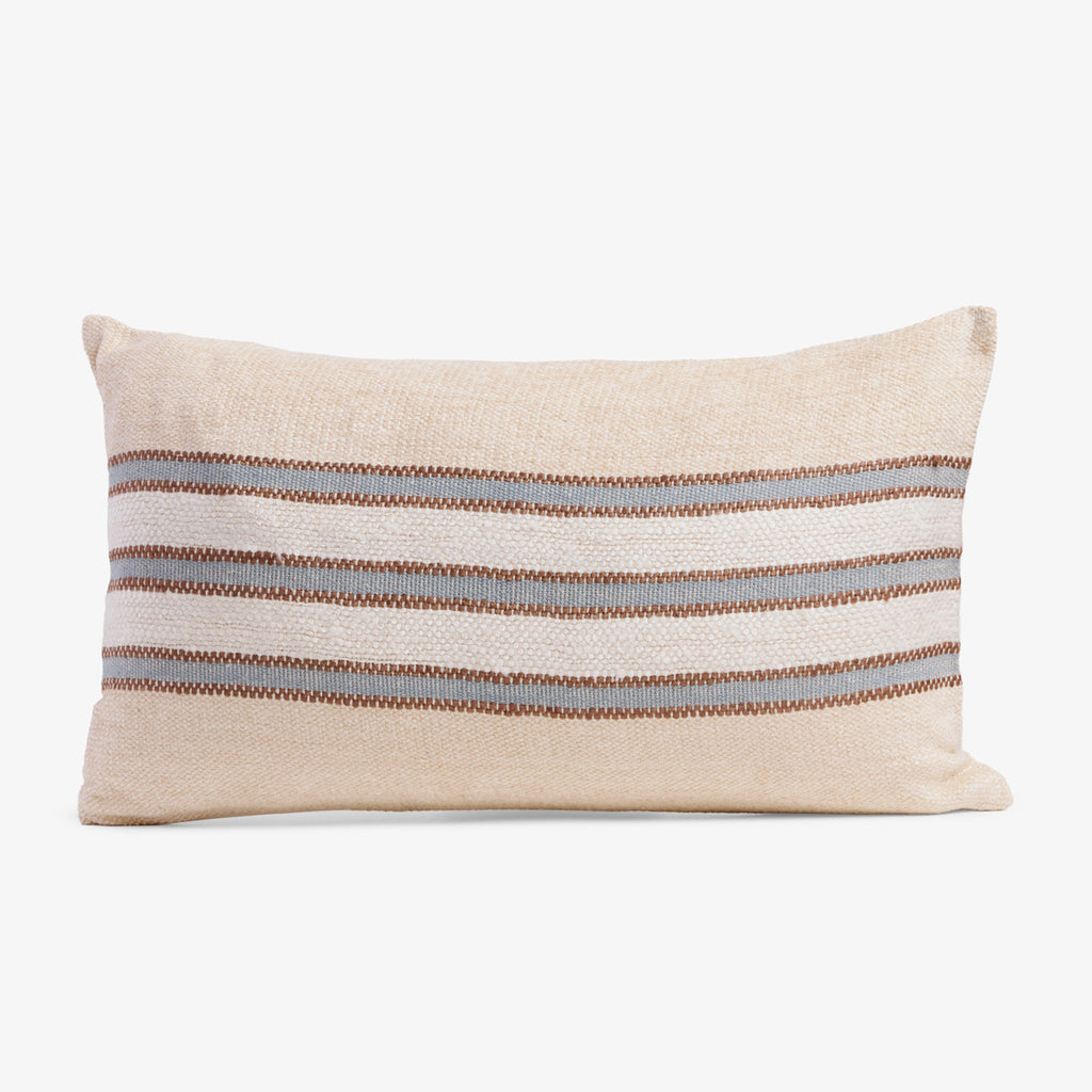 Dune Cream & Light Blue Stripe Cushion Cover (Rectangular) Front View