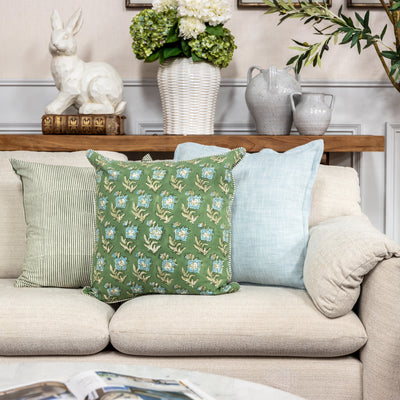 Easter Cushion Cover Bundle Styled on Sofa with Console Behind and Easter Decor