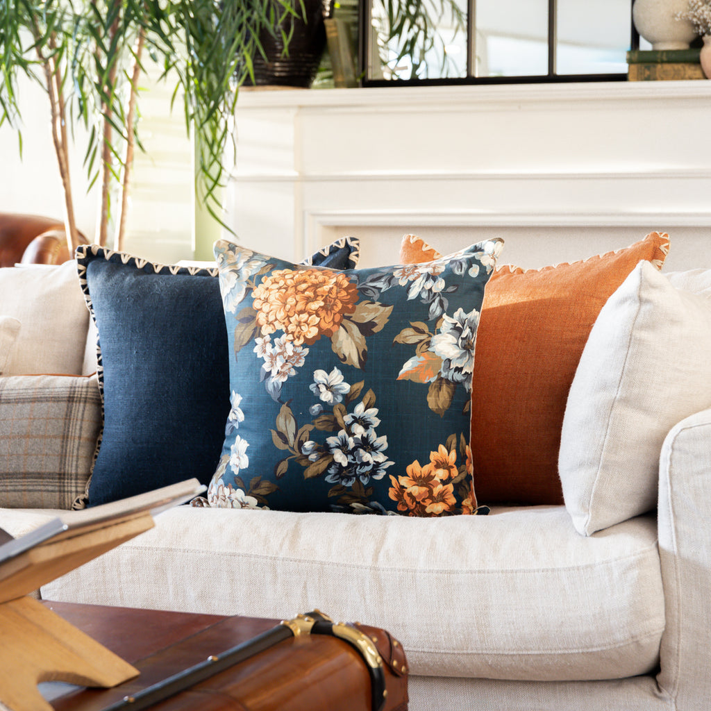 Elm Meadow Cushion Cover Bundle Styled on Sofa in Elm Meadow Living Room