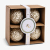 Embossed Star Glass Bauble Set Of 4 (White & Gold) Front