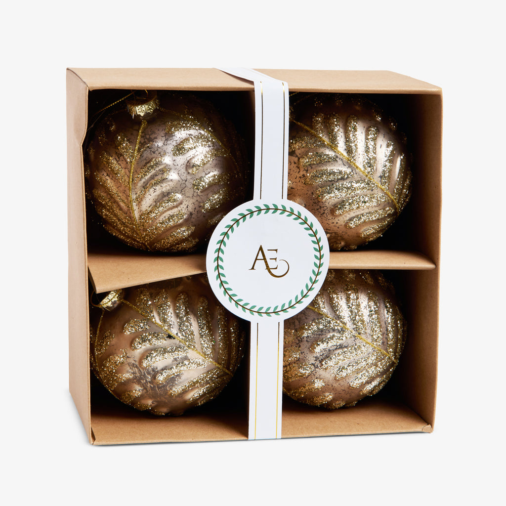 Fern Baubles Set Of 4 (Champagne Gold) In box