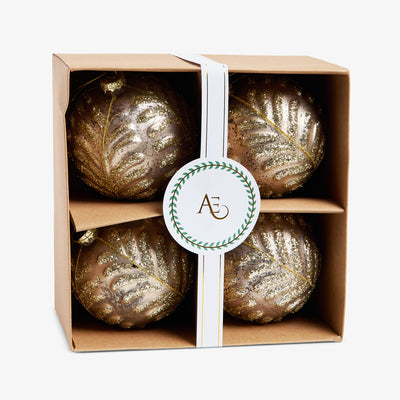 Fern Baubles Set Of 4 (Champagne Gold) In box