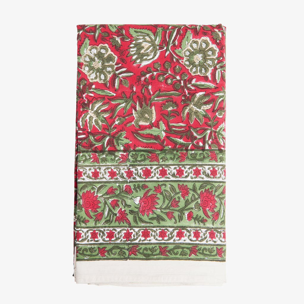 Festive Red Rose Tablecloths Front View