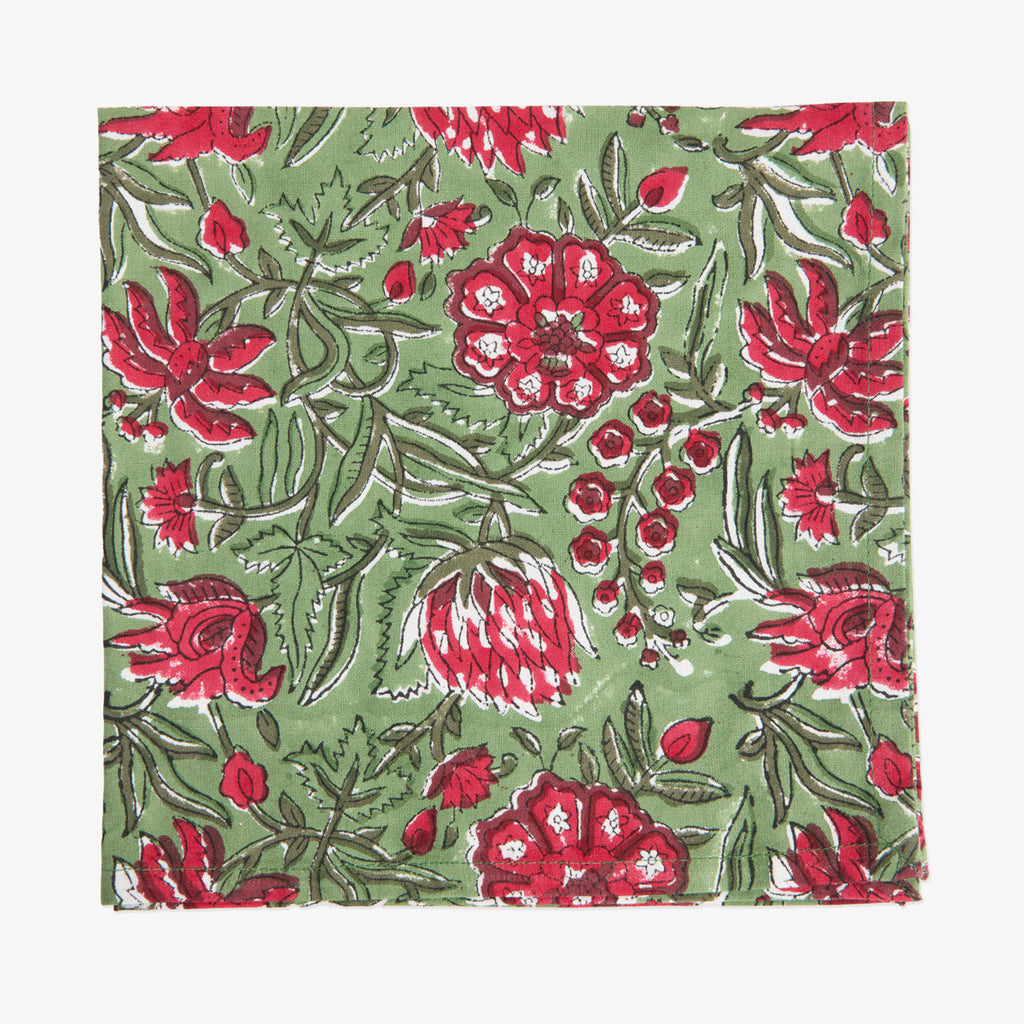 Festive Sage Rose Napkins (Set of 4) Singular