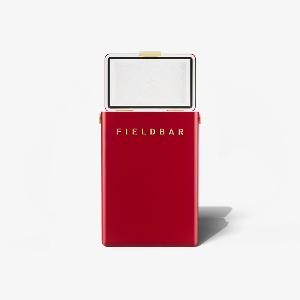 Fieldbar Drinks Box (Lobster Red) Front View Open