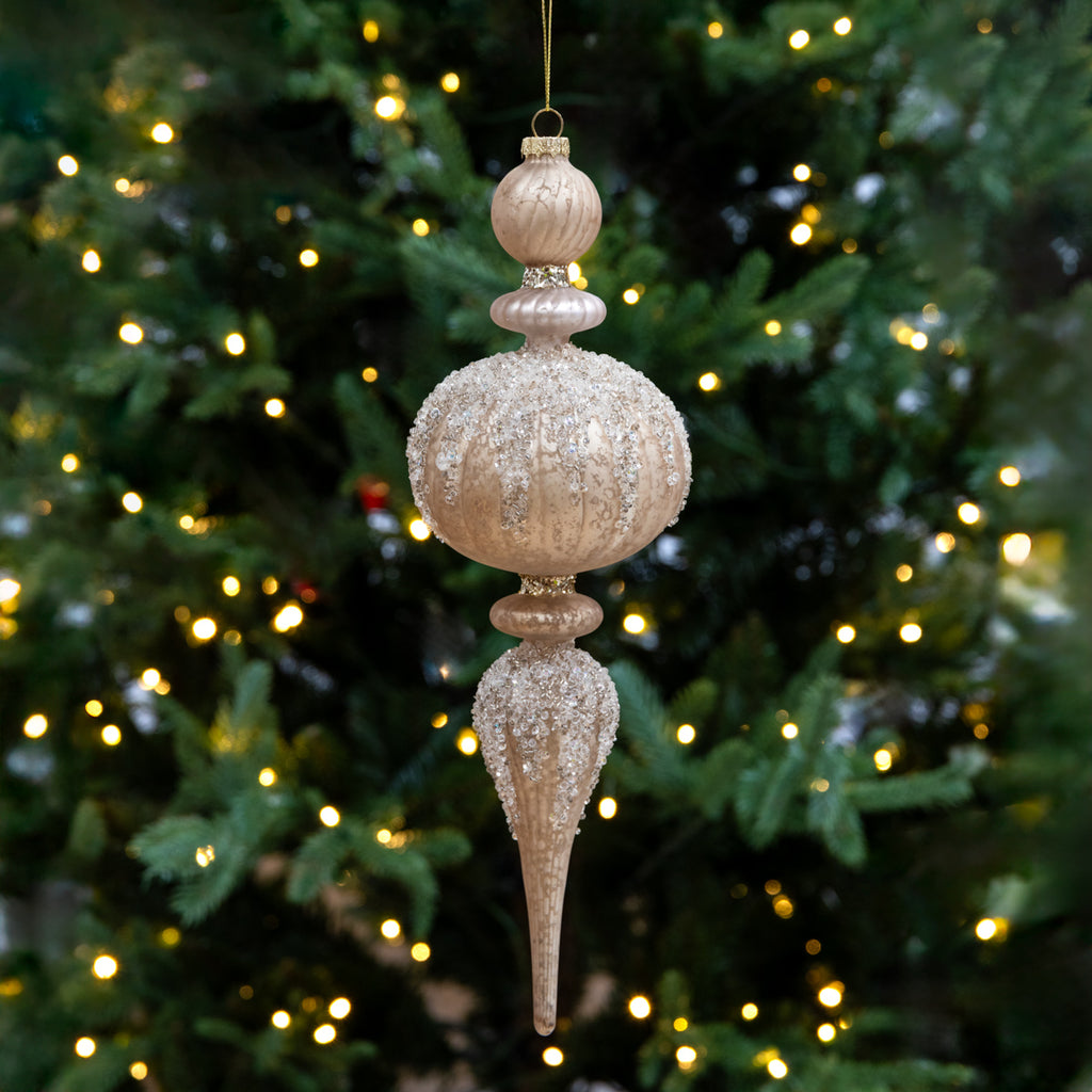 Finial Baubles Set Of 2 (Champagne Gold) Styled in Christmas Tree