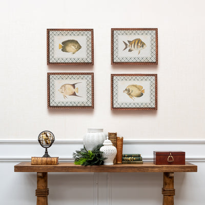 Fish Print In Braid Frame (Print D) Styled Above Console