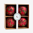 Flower Baubles Set Of 4 (Red & Green) In Box