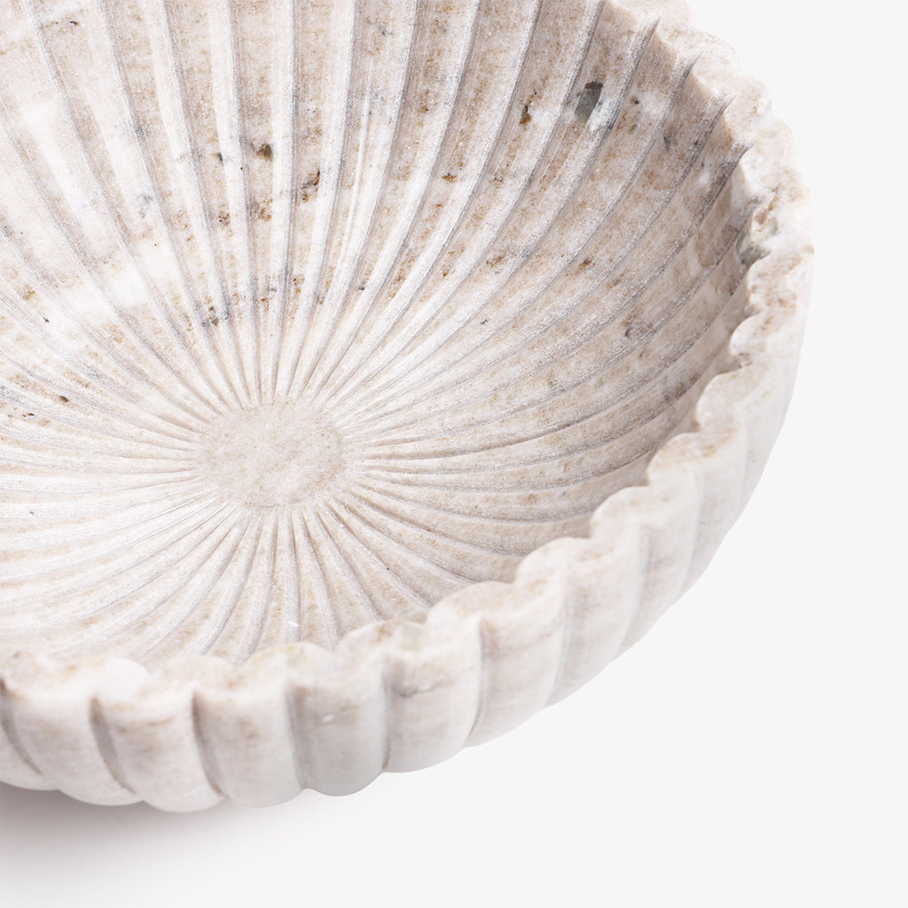Marble Fluted Beige Bowl 29cm