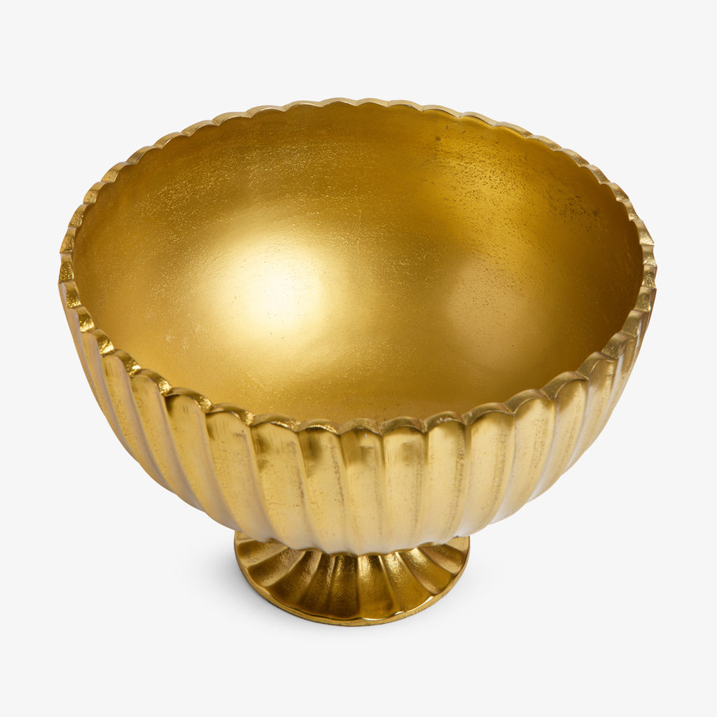 Fluted Round Bowl (Gold) Top View