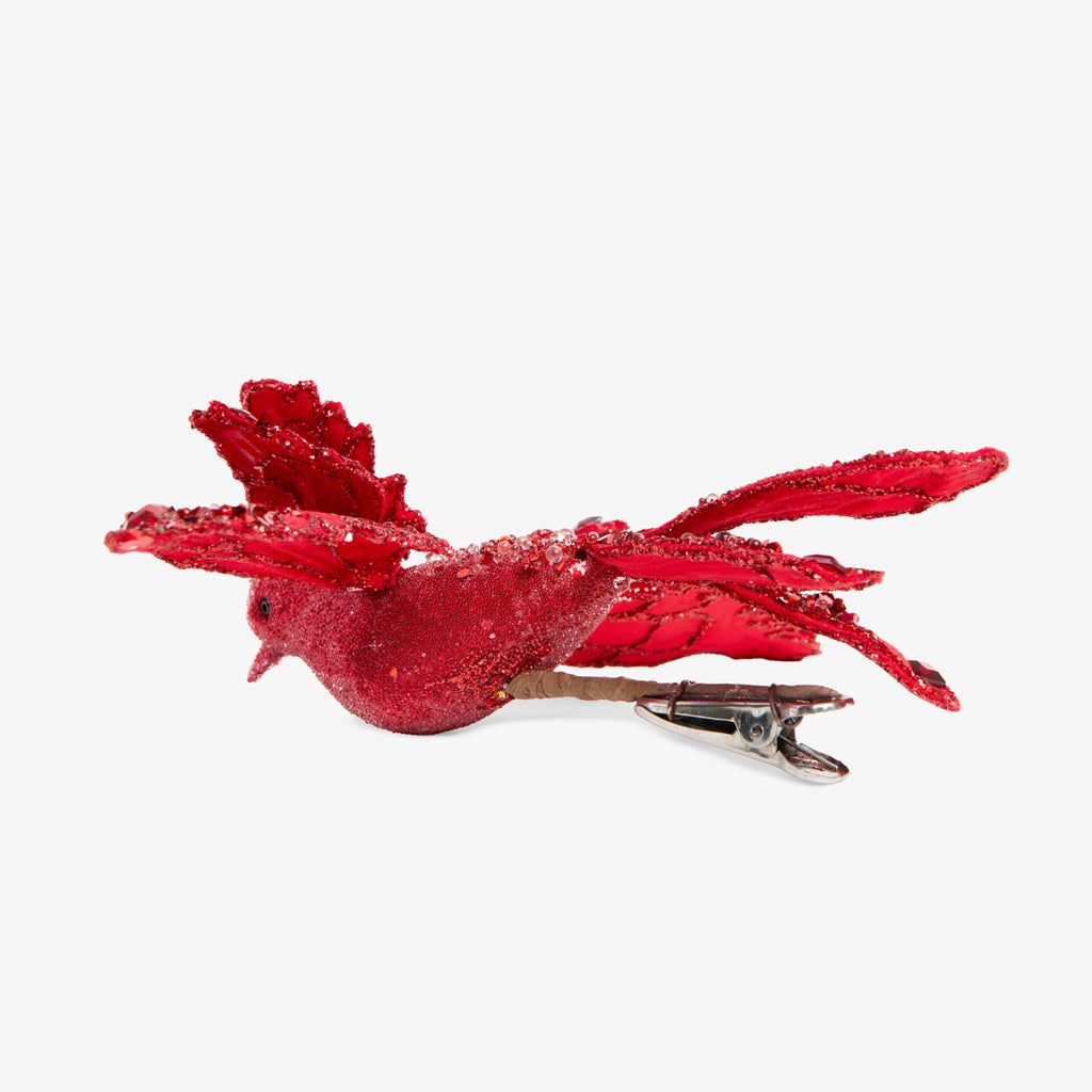 Bird Ornament With Clip (Red) Back View