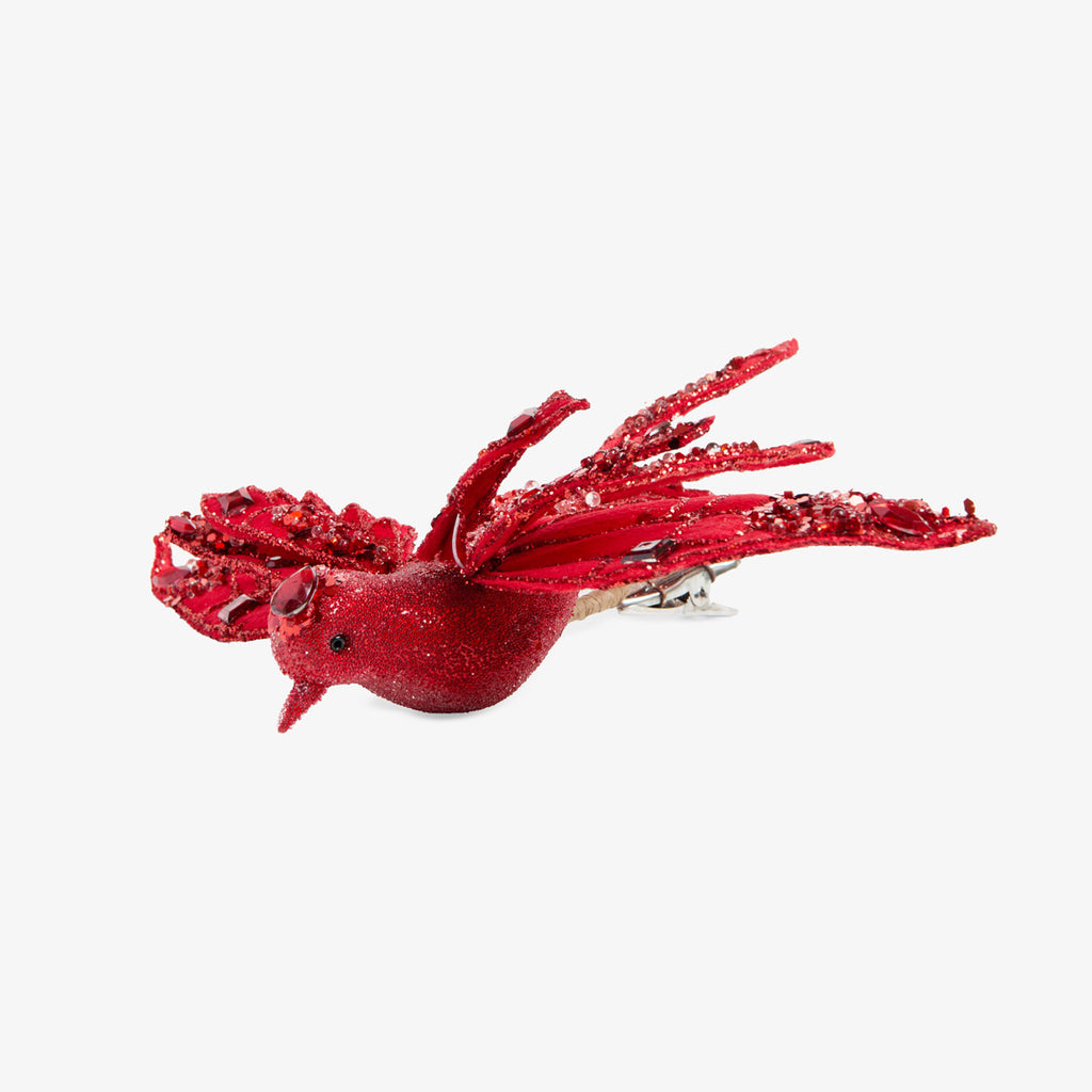 Bird Ornament With Clip (Red) Front View