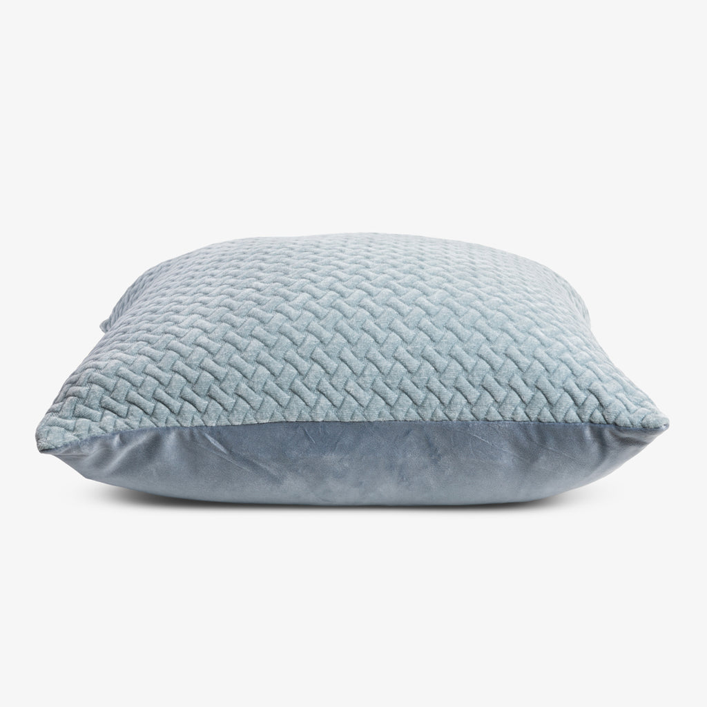 Geo Velvet Cushion Cover Blue Side View