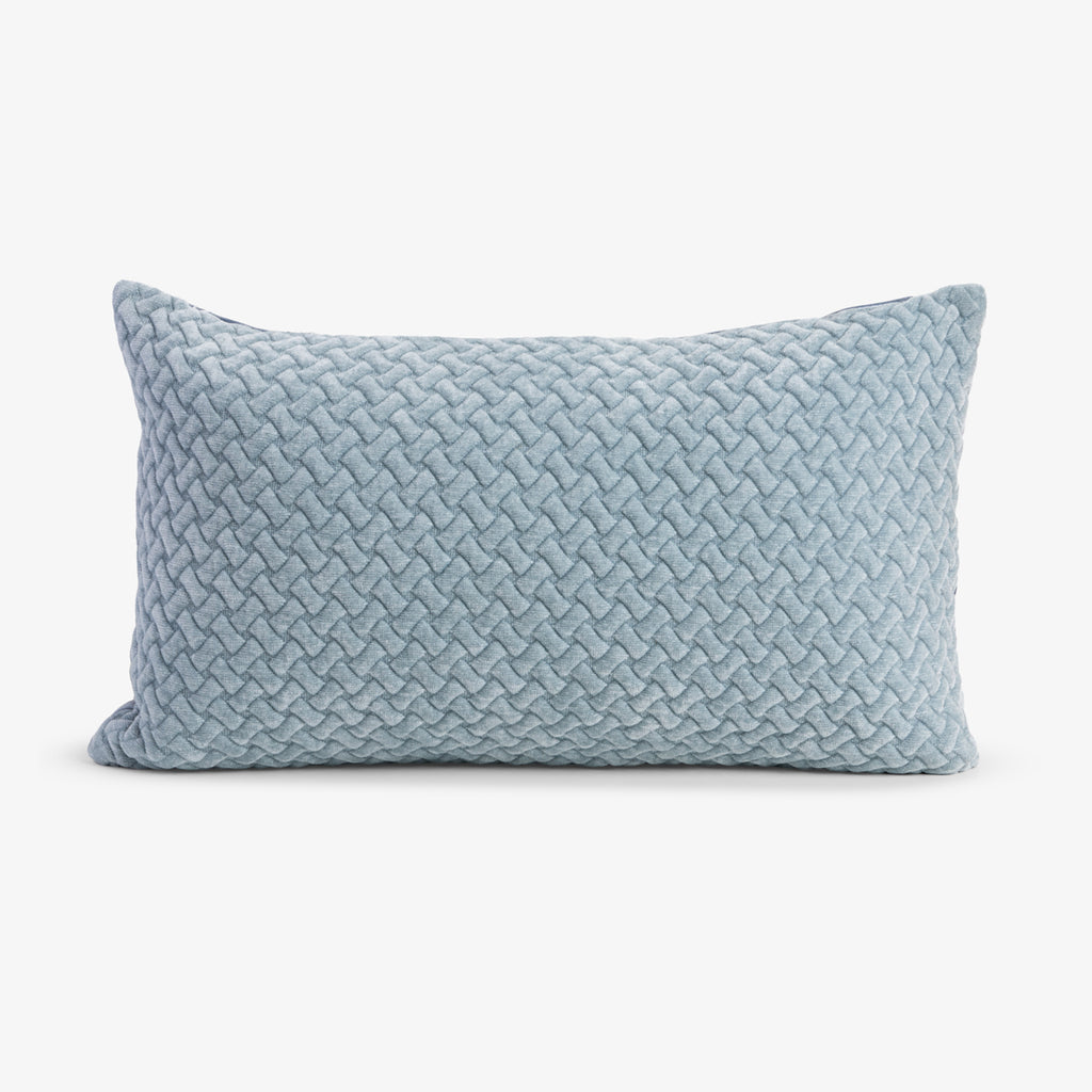 Geo Velvet Rectangular Cushion Cover Blue Front View