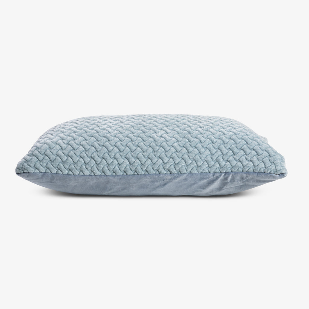 Geo Velvet Rectangular Cushion Cover Blue Side View
