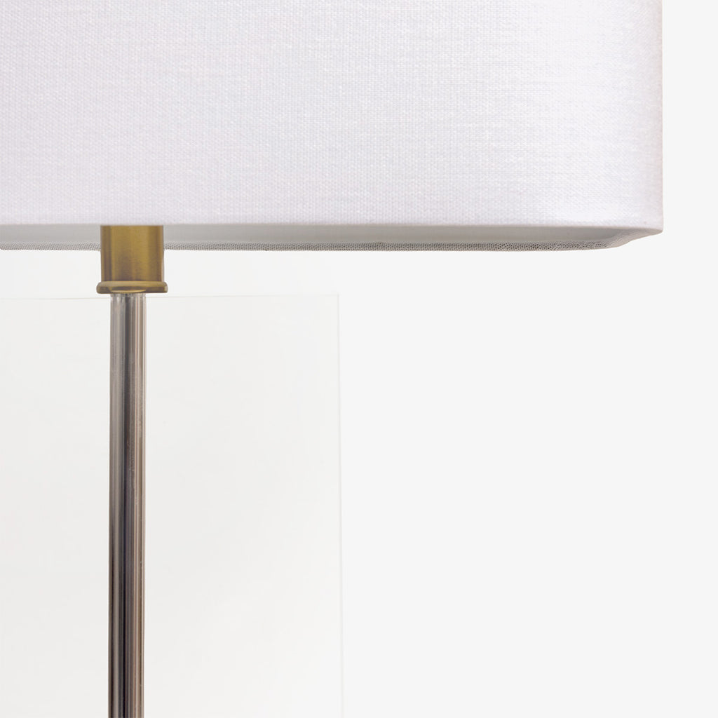 Glass Rectangular Lamp with Shade Base Detail