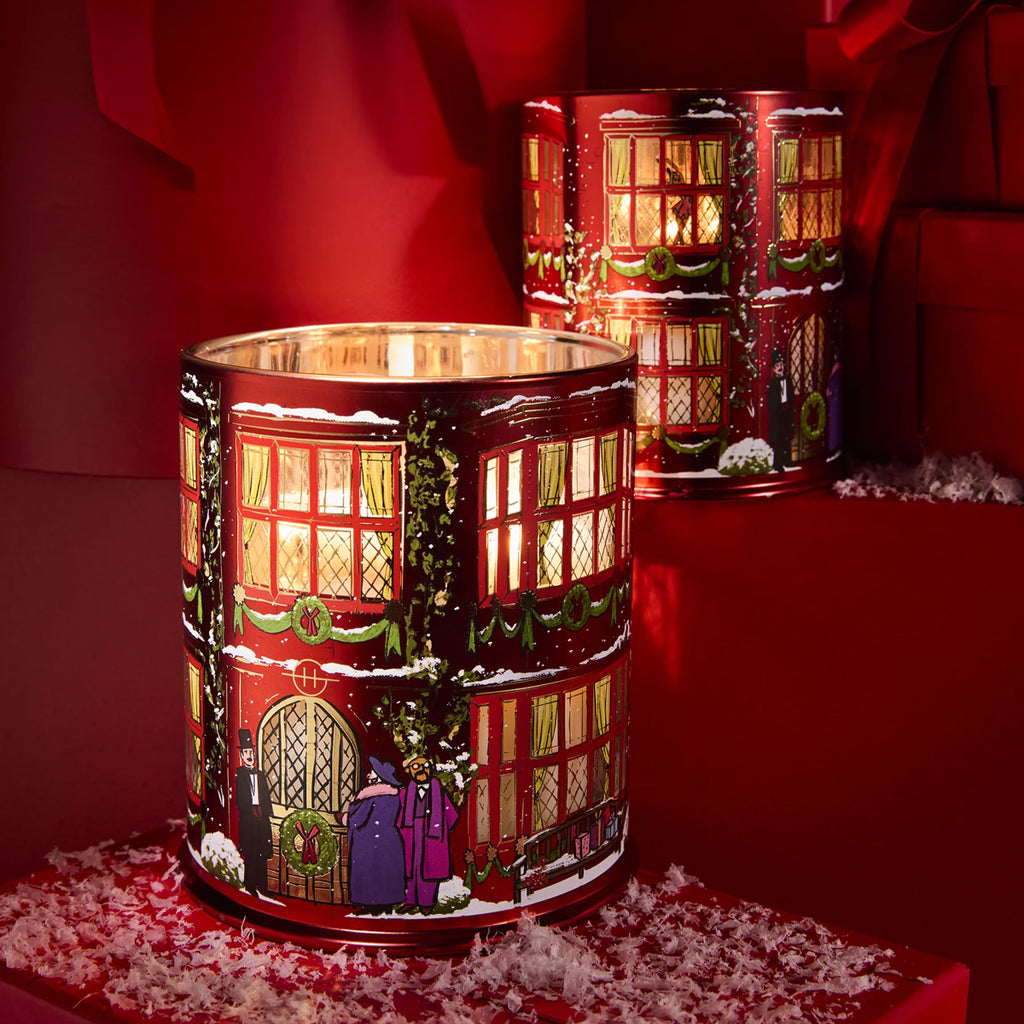 Glasshouse Night Before Christmas Candles On White Background Lit