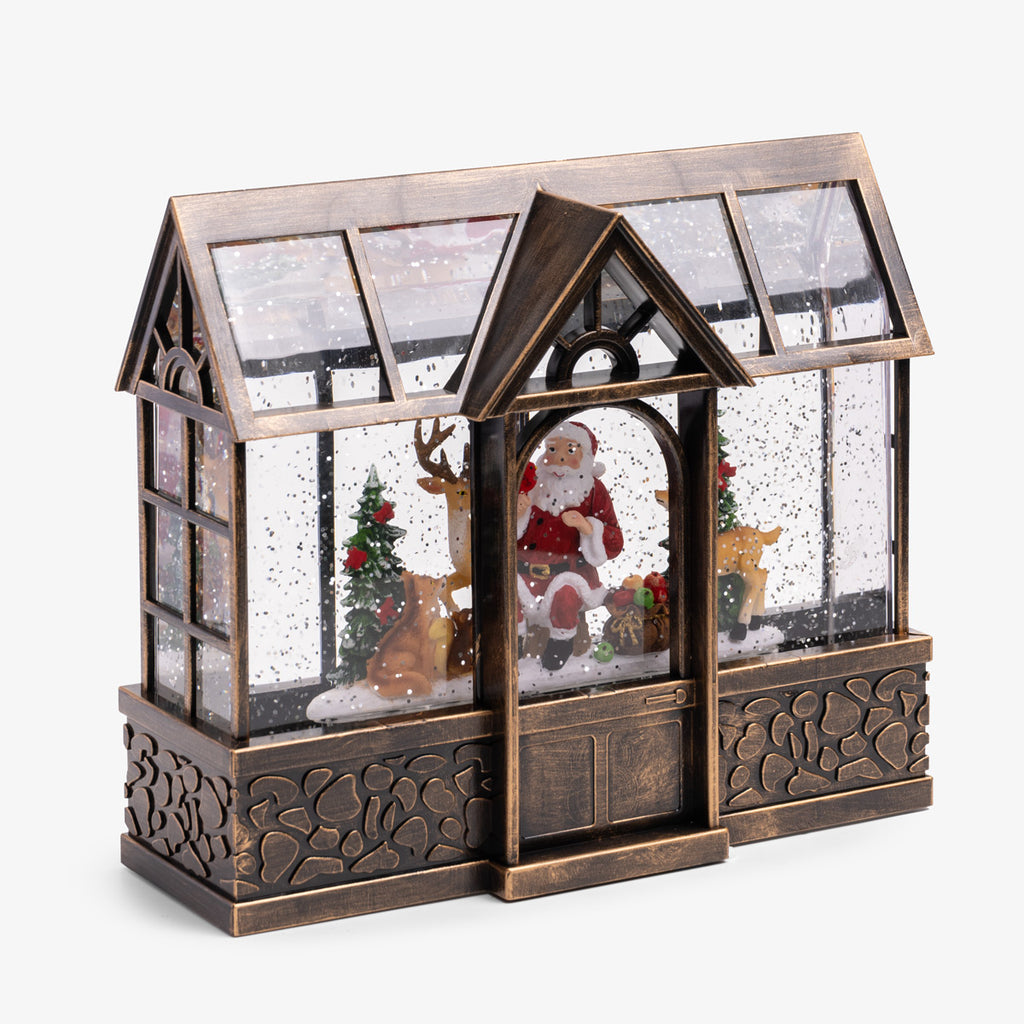 Christmas Lantern Snow Globe with Santa Side