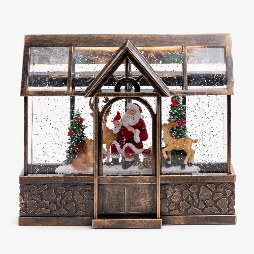 Christmas Lantern Snow Globe with Santa Front