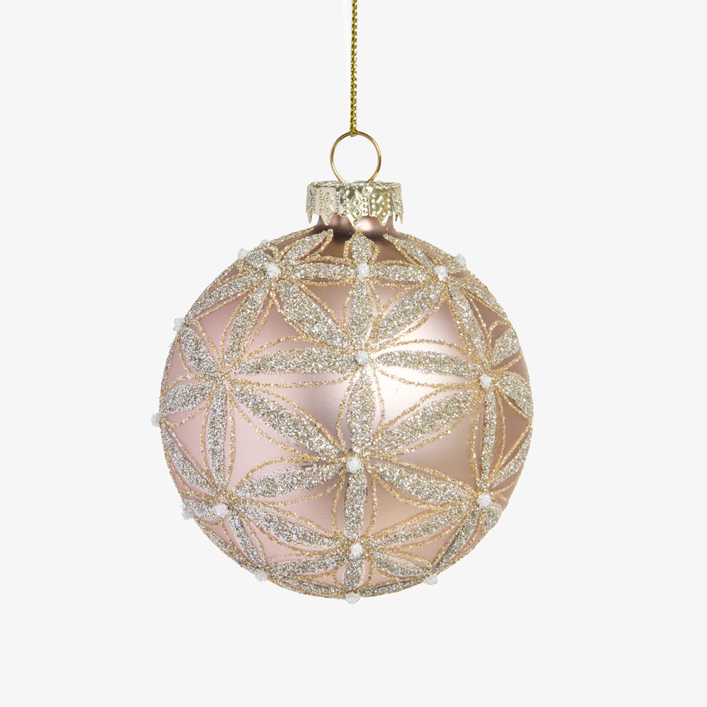 Glitter Baubles Set Of 4 (Champagne Gold) Front View
