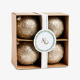Glitter Baubles Set Of 4 (Champagne Gold) In Box