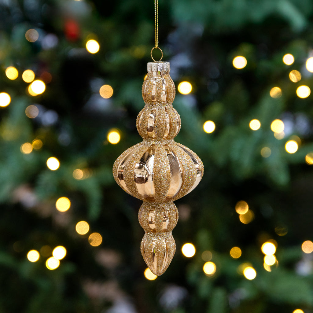 Glitter Finial Baubles Set Of 4 (Gold) Styled in Christmas Tree