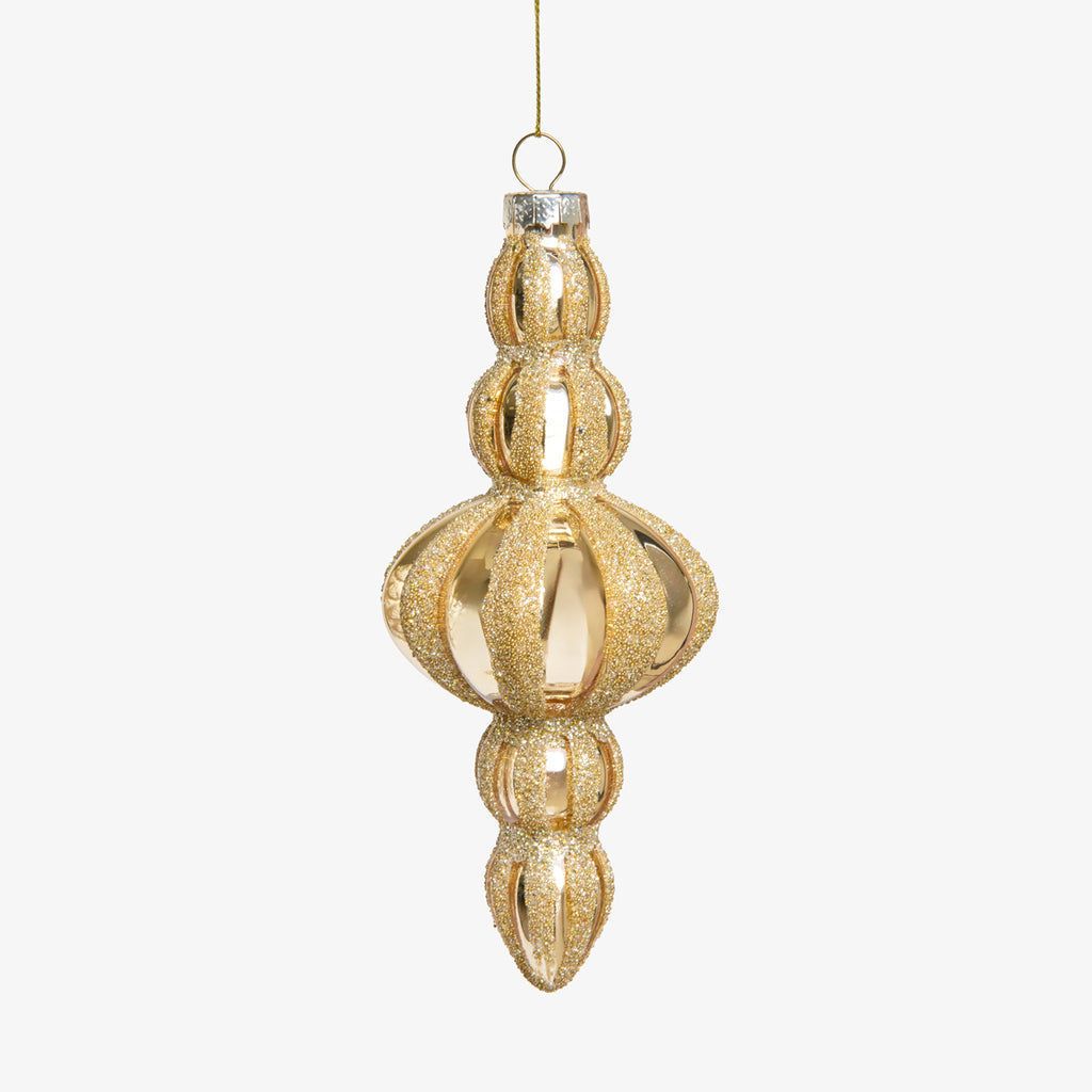 Glitter Finial Baubles Set Of 4 (Gold) Front View