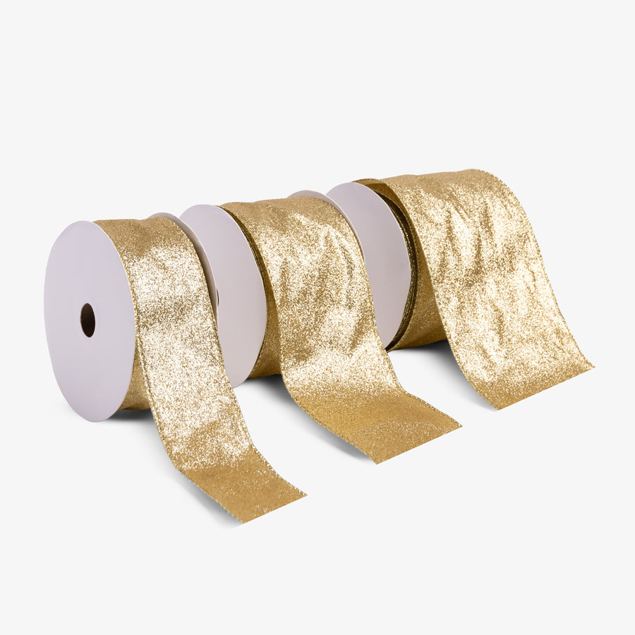 Glitter Wire Ribbon (Gold) Front