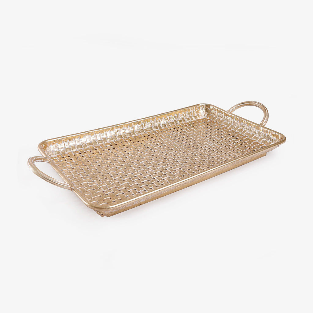 Gold Basket Weave Tray 64cm