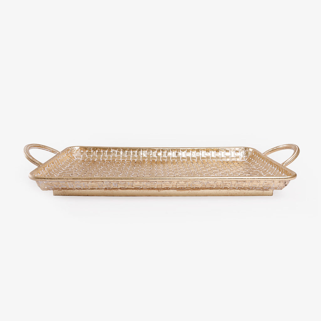 Gold Basket Weave Tray 64cm Front