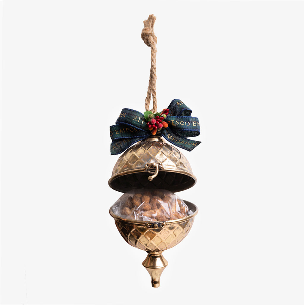 Gold Gift Bauble with Cashews Open