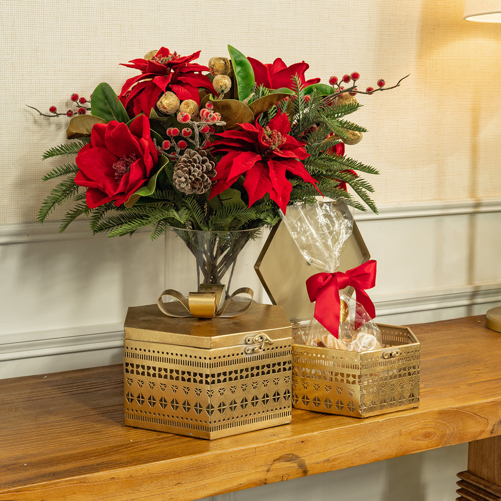 Gold Metal Boxes With Bow Styled