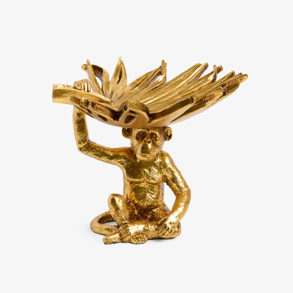 Monkey With Bowl (Gold) Front View