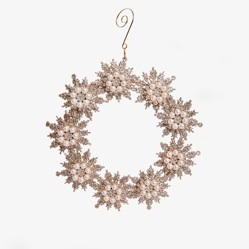 Gold & Pearl Round Ornament 21cm