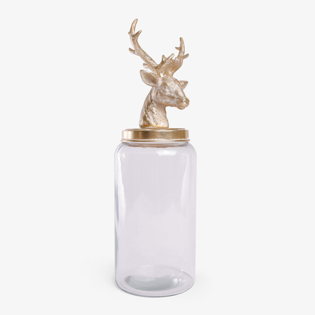 Gold Reindeer Lid Glass Jars Large