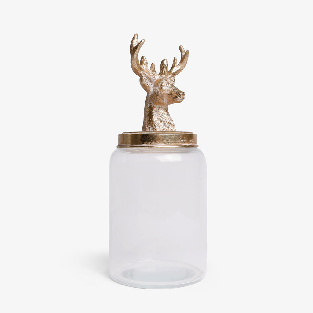 Gold Reindeer Lid Glass Jars Small