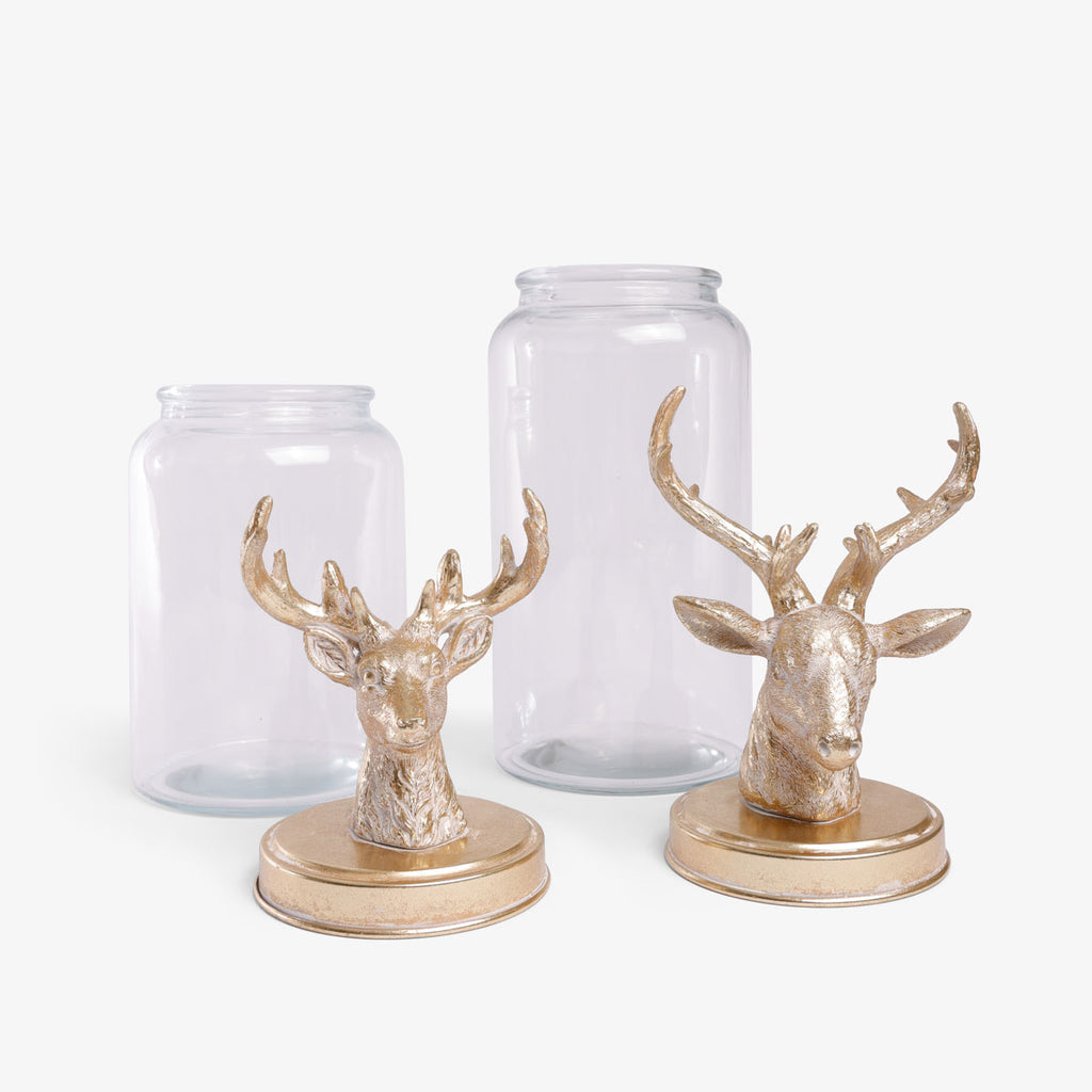 Gold Reindeer Lid Glass Jars Lids Off