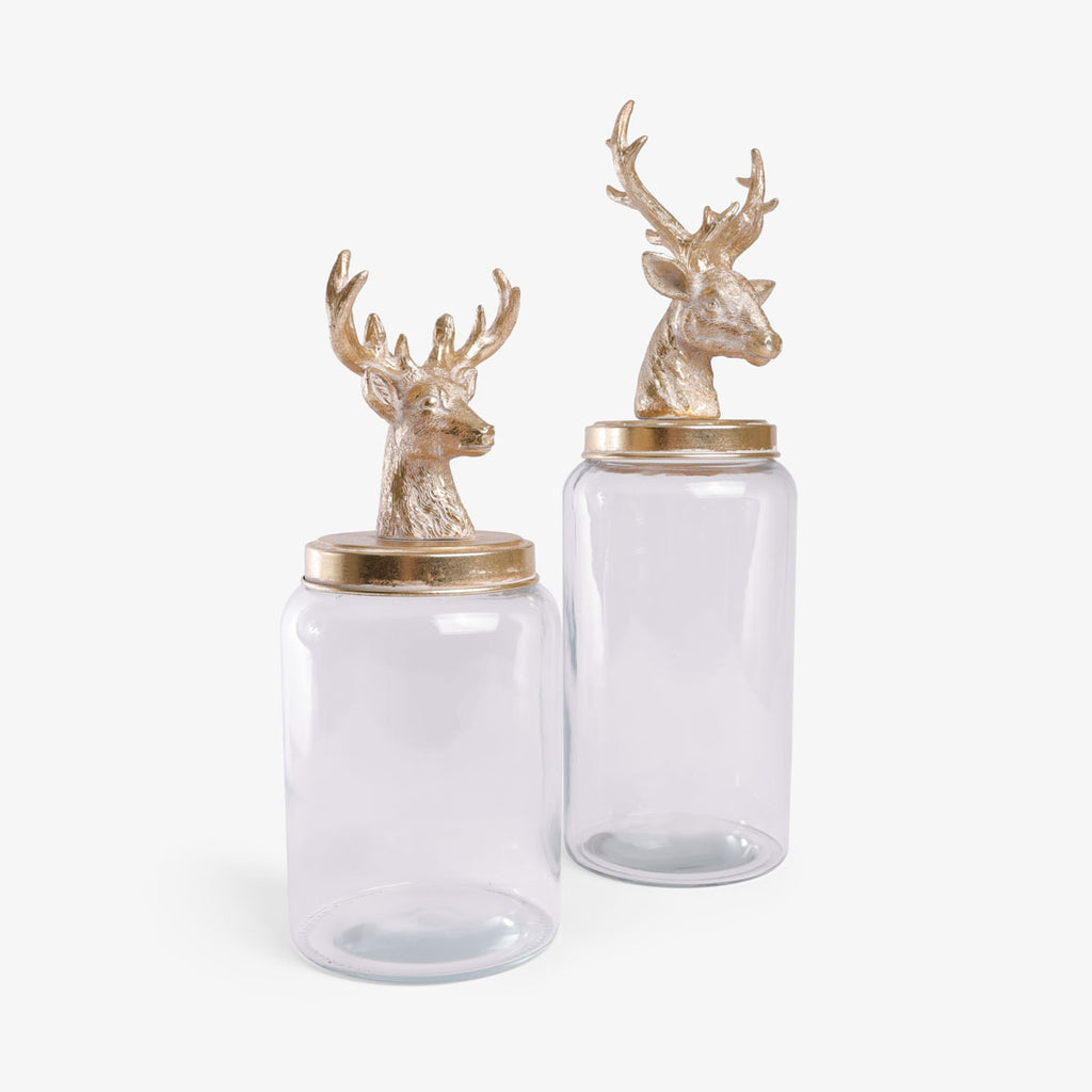 Gold Reindeer Lid Glass Jars