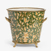 Green Round Ceramic & Brass Planter Front