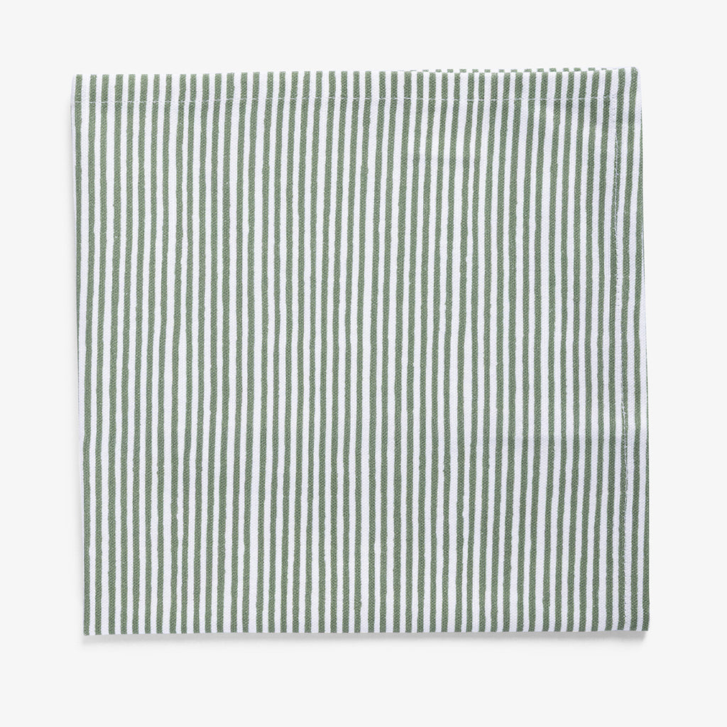 Green Stripe Napkins (Set of 4) Square
