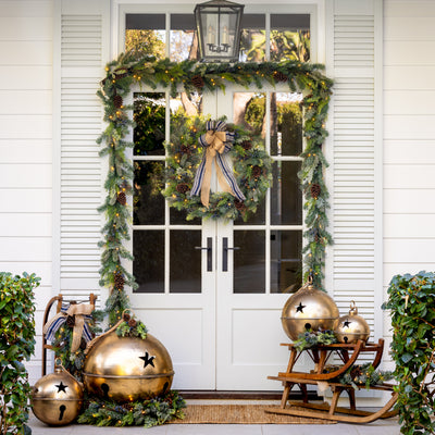 Hampton Blueberry Garland with Lights 180cm Styled in Doorway