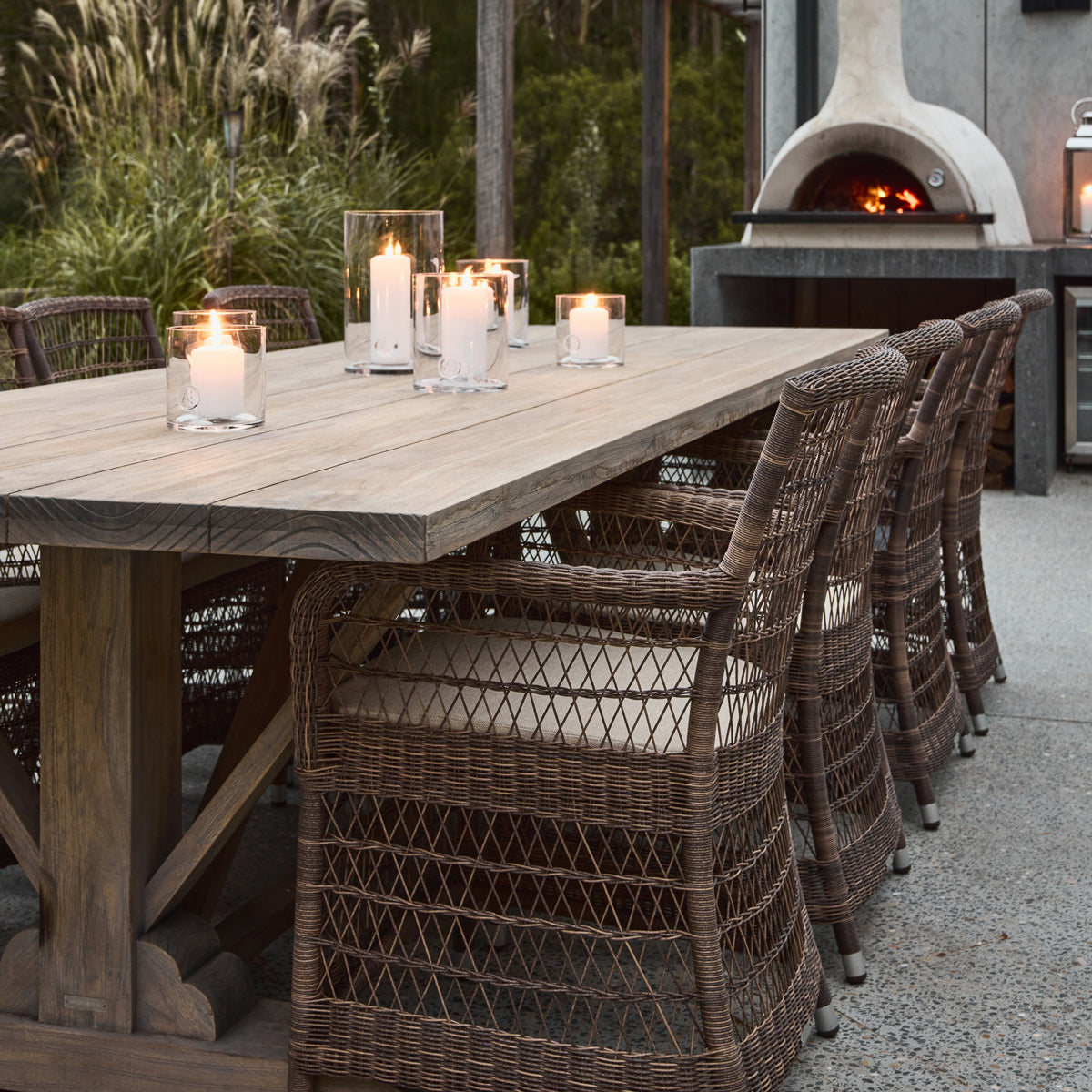 Wicker Outdoor Dining Chairs With Teak Table Wicker Dining Table