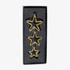 Hanging Star Baubles Set Of 3 (Gold) Front View in Box