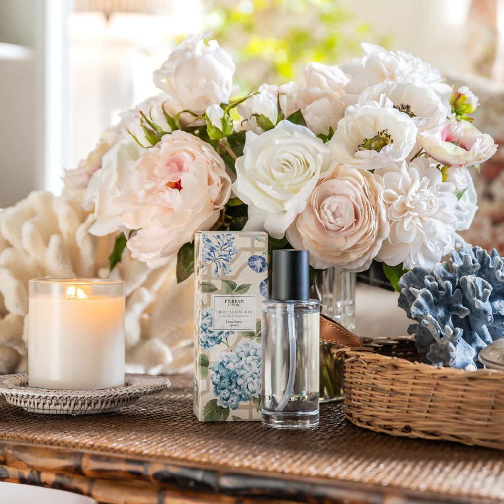 Heritage Bloom Linen Spray (Tuberose & Sandalwood) Styled