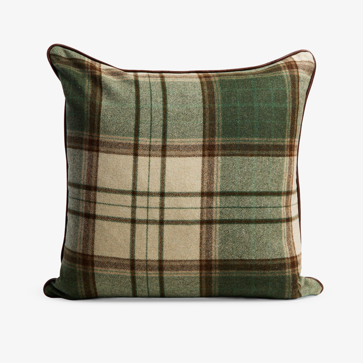 Highland Tartan Cushion Cover (Olive Green) Wool Cushion Cover