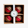Holly Baubles Set Of 4 (Red & Green) In Box
