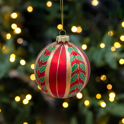 Holly Baubles Set Of 4 (Red & Green) Styled in Christmas Tree