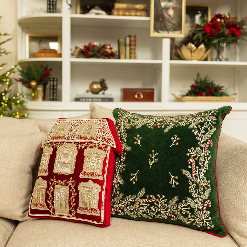 Holly & Candy Cane Christmas Cushion Cover PRE-ORDER
